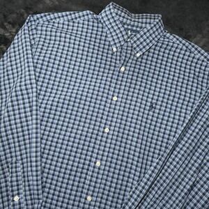Polo Ralph Lauren Blake Mens Large Blue Plaid Shirt Long Sleeve Button Down